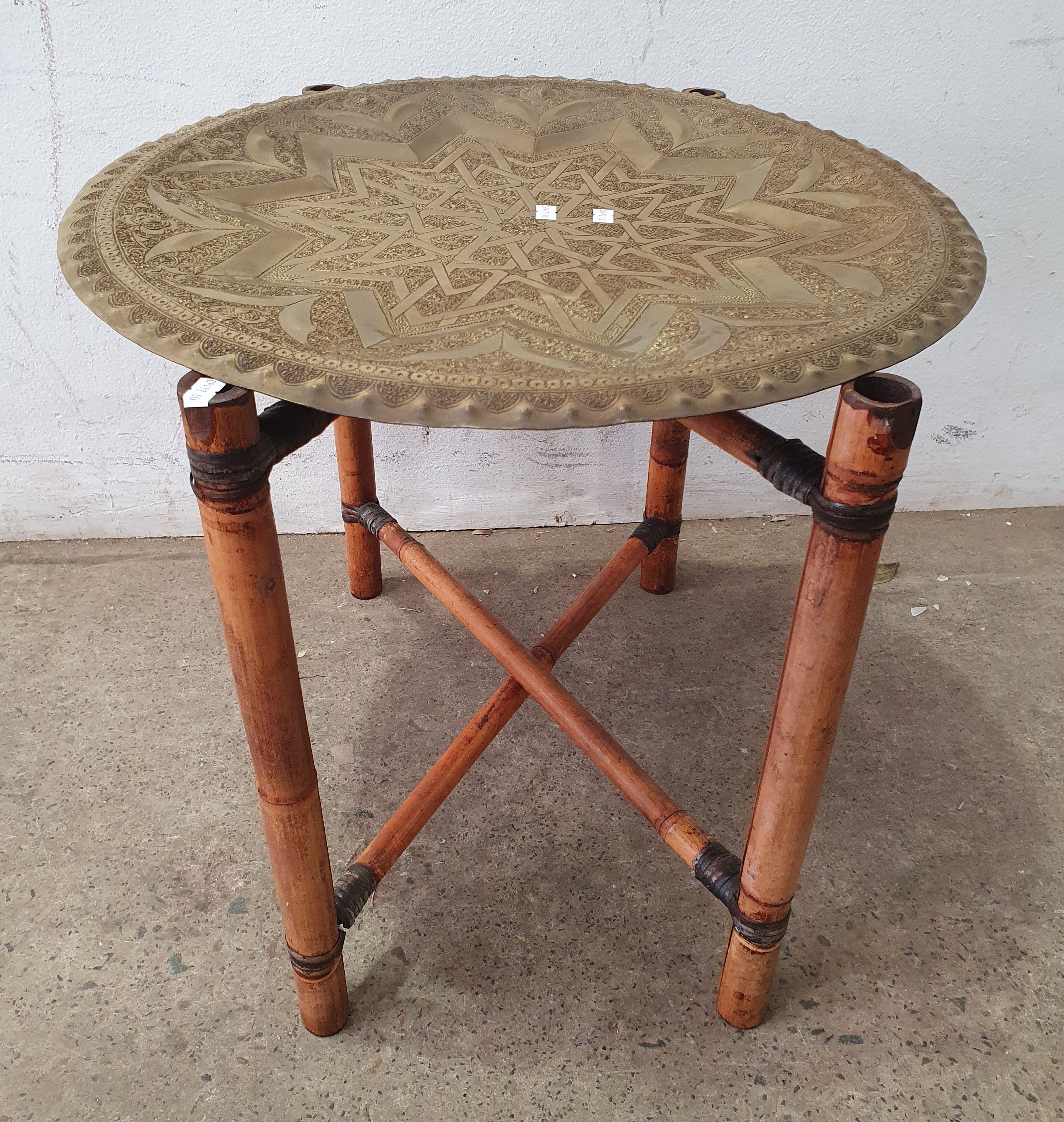 A Brass Top Side Table