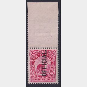 NZ Officials, 1909 6d Kiwi reduced with top selvedge, p14 x 15. CP EO15c. Cat …