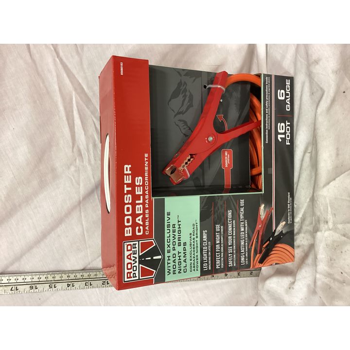 Road Power 16ft, 6 Gauge Booster Cables w/ Exclusive Road Power Night Bright Clamps