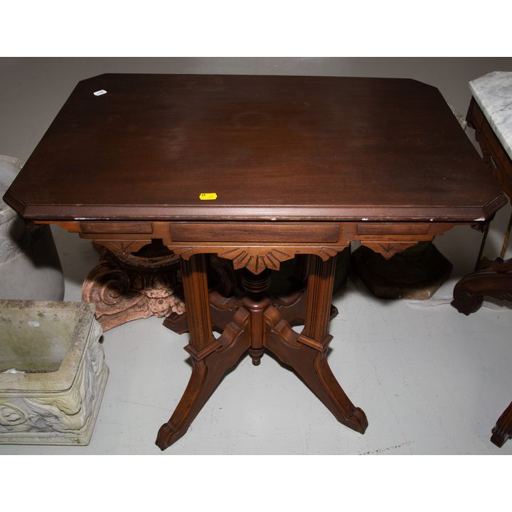 Renaissance Revival Walnut Lamp Table