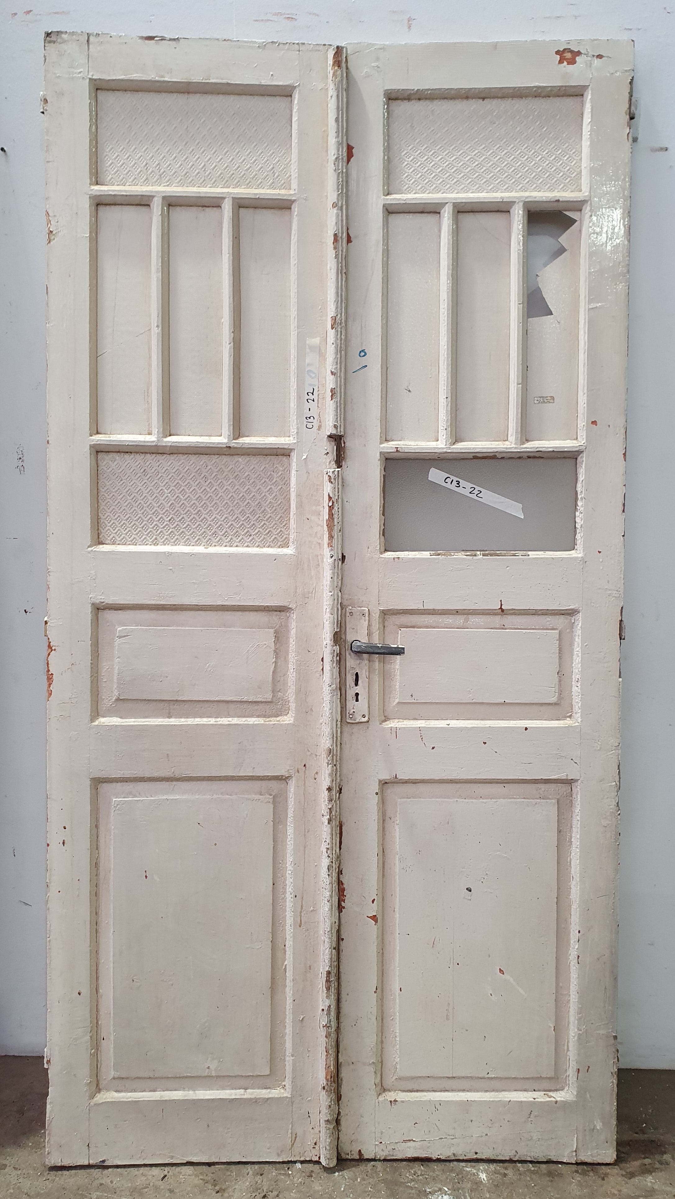 A Pair Of Rustic Painted Timber Doors