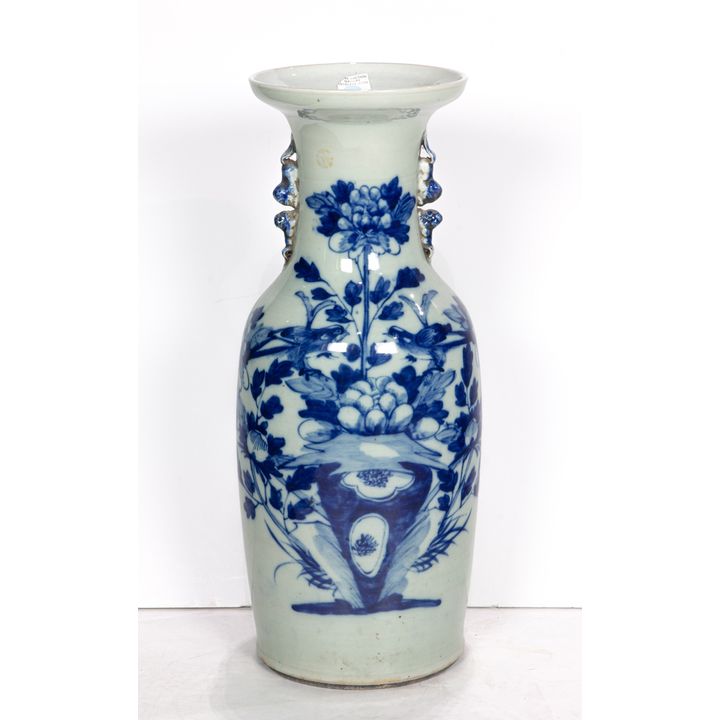 Chinese blue and white on celadon ground vase