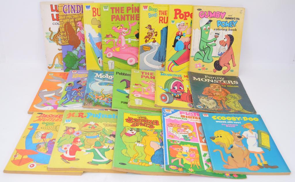 Group of 1970's childrens coloring books Scooby Doo HR Pufnstuf Etc