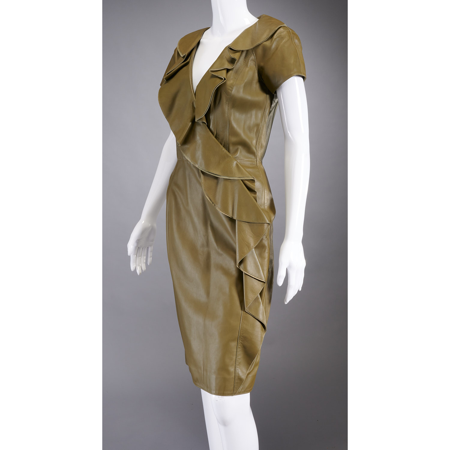 Oscar De La Renta Ruffled Leather Dress Millea Brothers