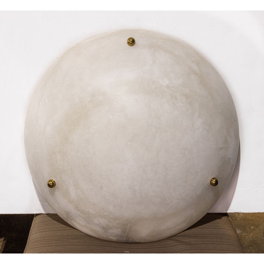 An alabaster chandelier or plafonnier with lacquered brass mounts