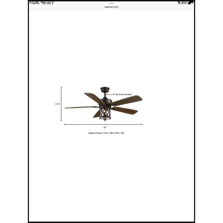 Home Decorators Collection Pine Meadows 52'' LED Bronze Ceiling Fan w/ Remote Control- 52'' W x 21.9'' H