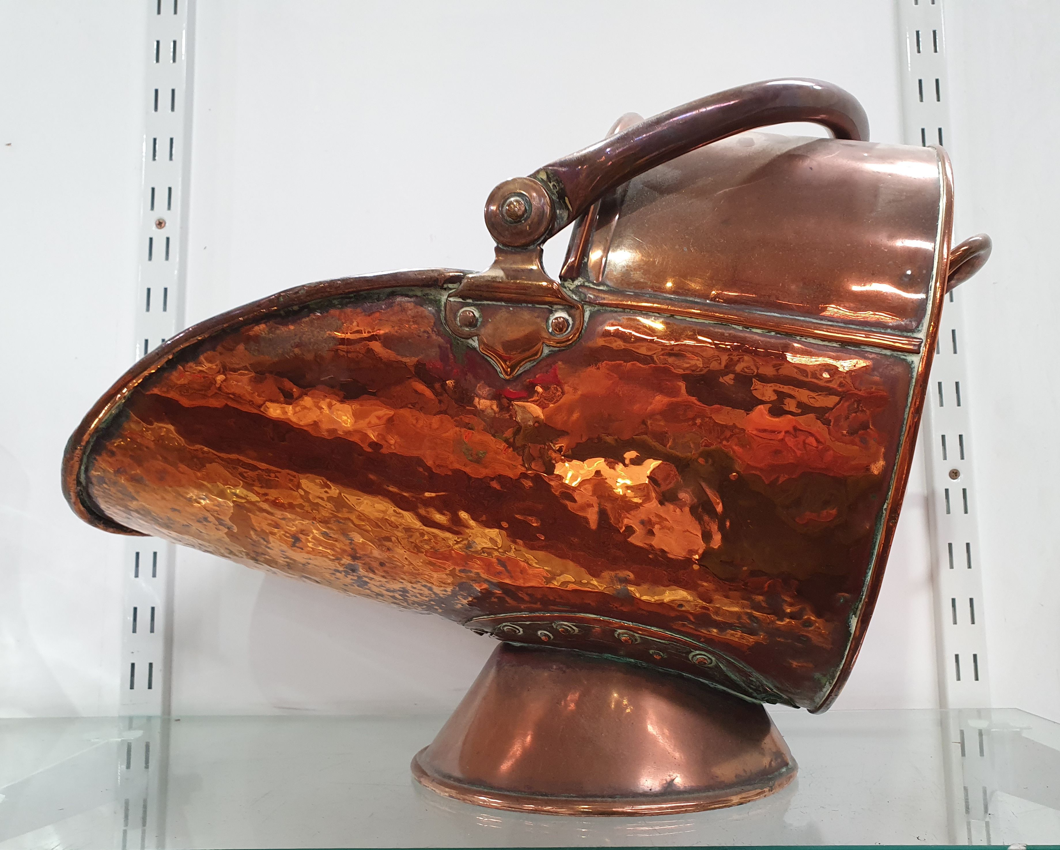 A COPPER COAL SCUTTLE
