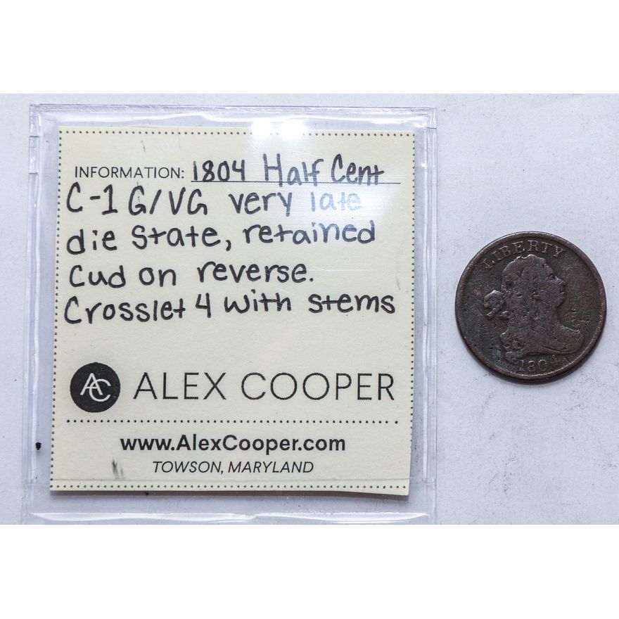 1804 Half Cent C-1 Crosslet 4 Stems, LDS, G/VG