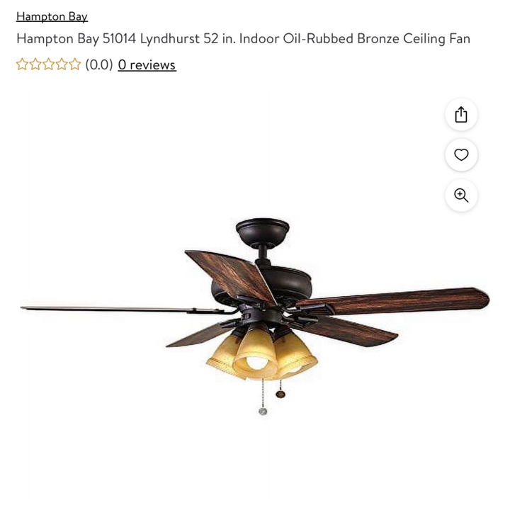 Hampton Bay Lyndhust 52" Indoor Oil-Rubbed Bronze Ceiling Fan