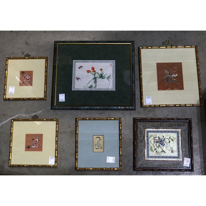 Chinese Framed Silk Embroidery, Flowers