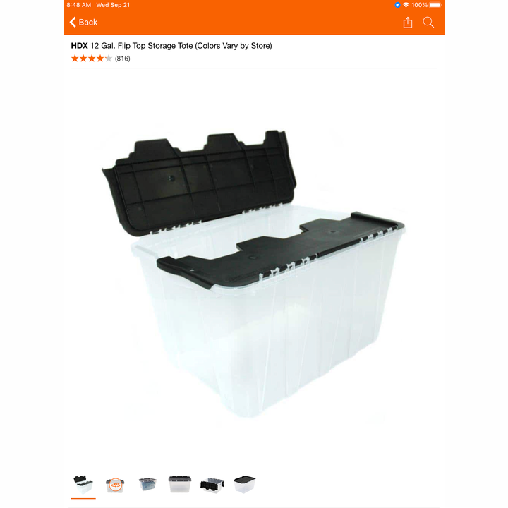 HDX 12gl Flip Top Storage Tote- Black Lid