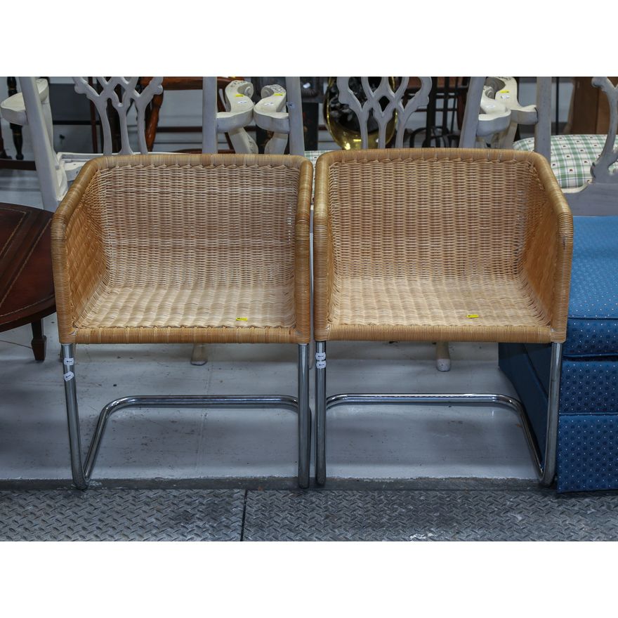 A Pair of Harvey Probber Wicker Chairs