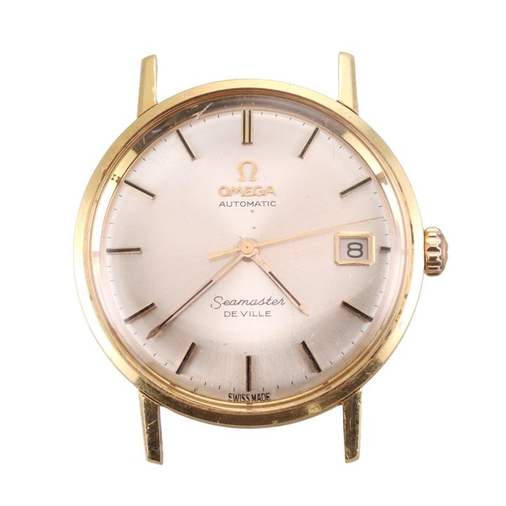 Vintage Omega Seamaster DeVille 18k Gold Watch 166.020 SC