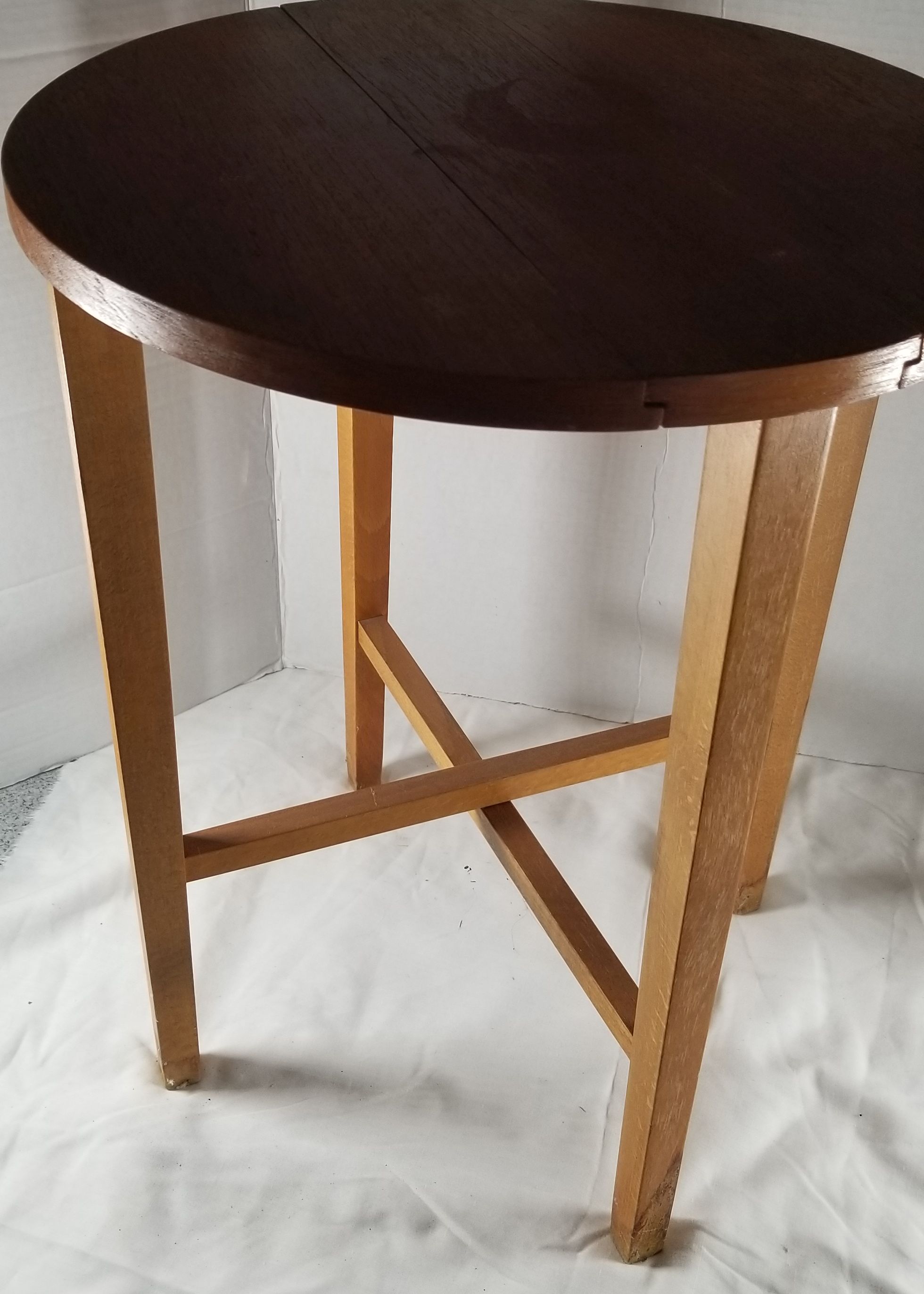 Small Round Wooden Folding Side Table | Estate Sales Niagara