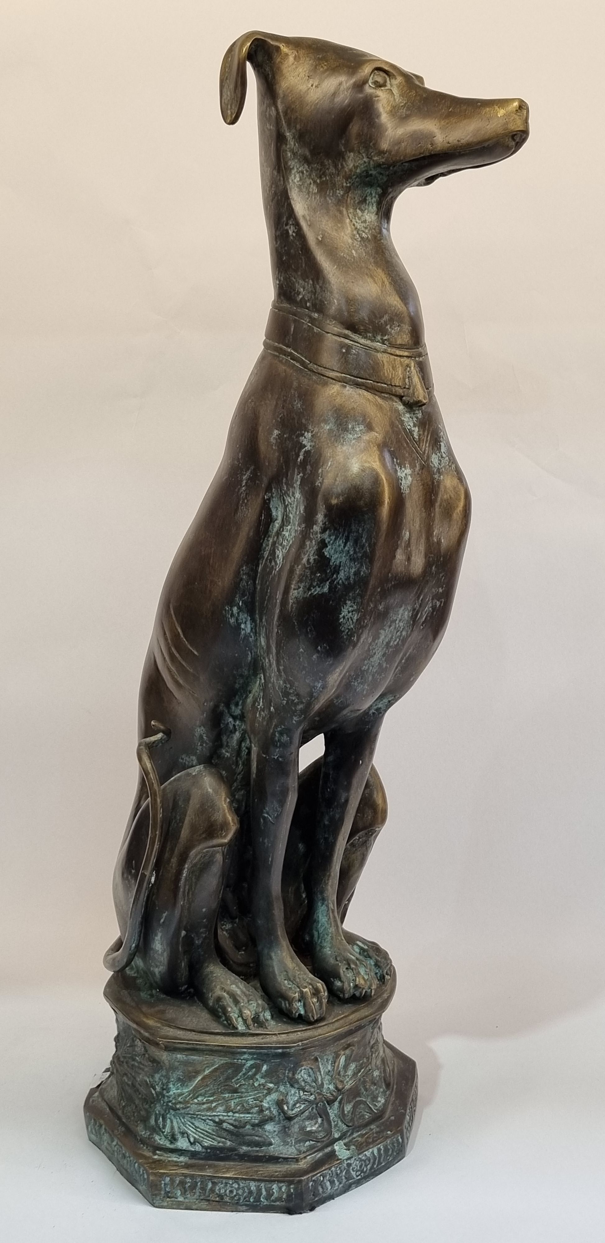 602 · A TALL BRASS FIGURE OF A GREYHOUND
