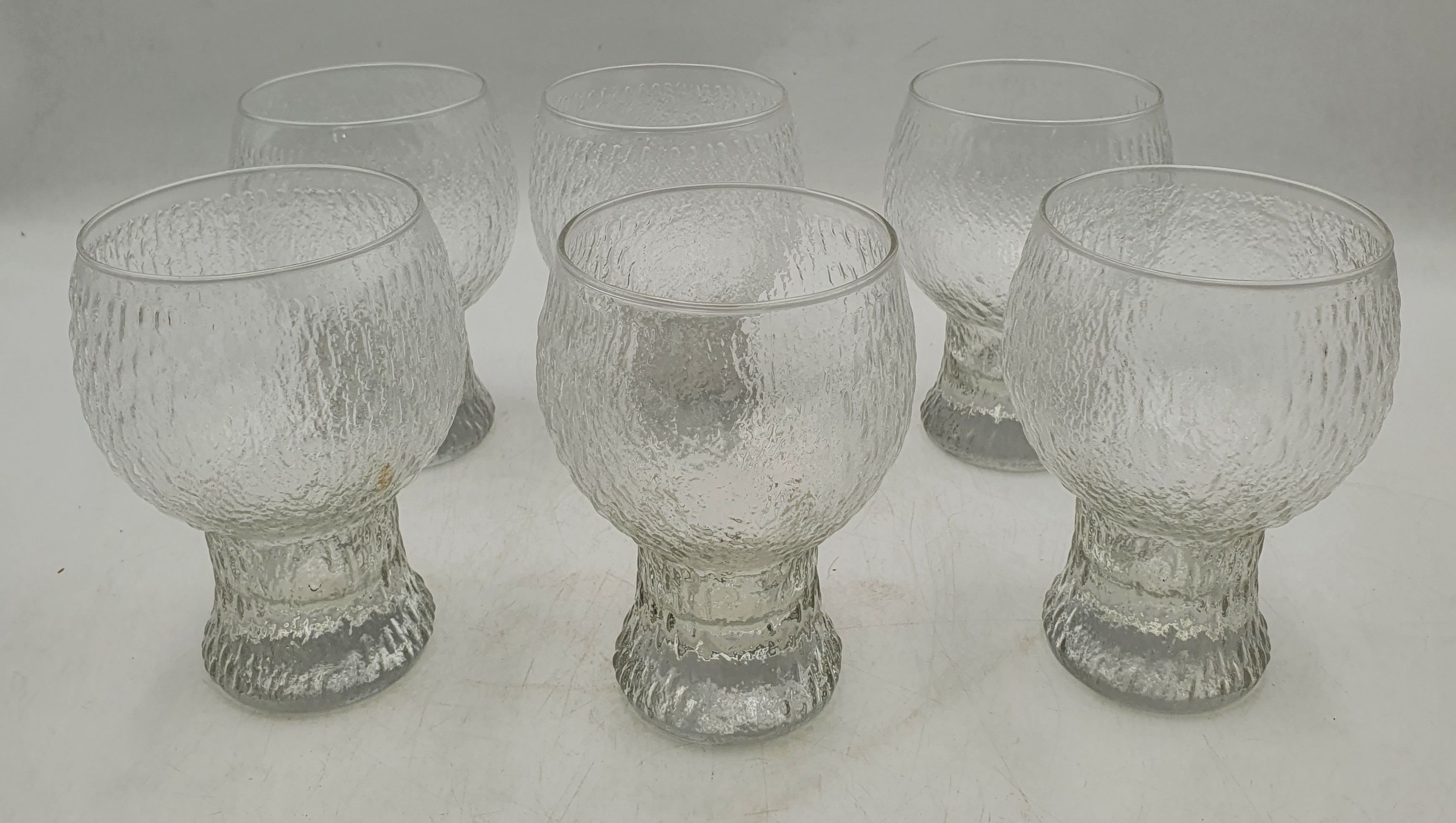 A Set Of Six Whitefriars Frosted Glass Goblets