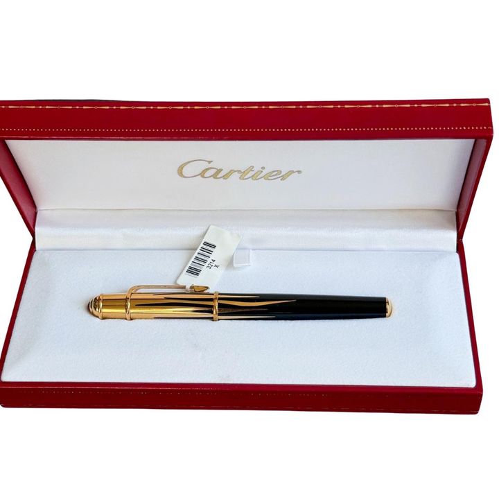 Cartier Diablo Gold Plate Black Lacquer Fountain Pen