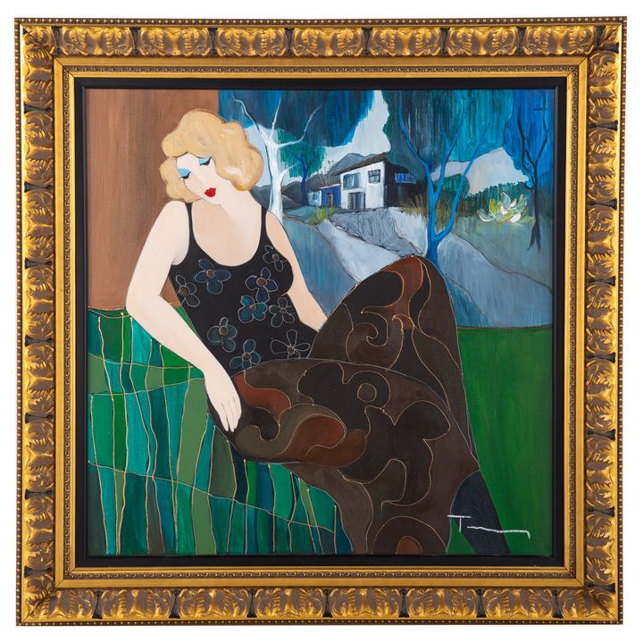 Itzchak Tarkay. "Rochelle," acrylic