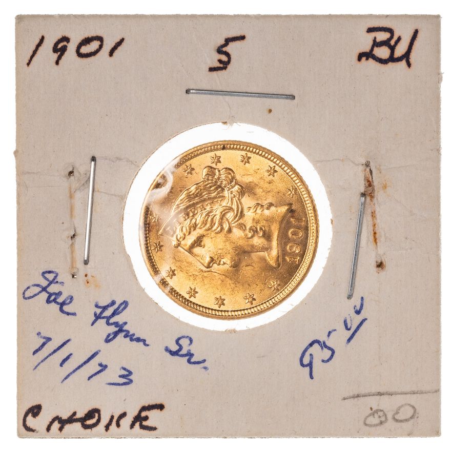 1901 $5 Gold Half Eagle MS61