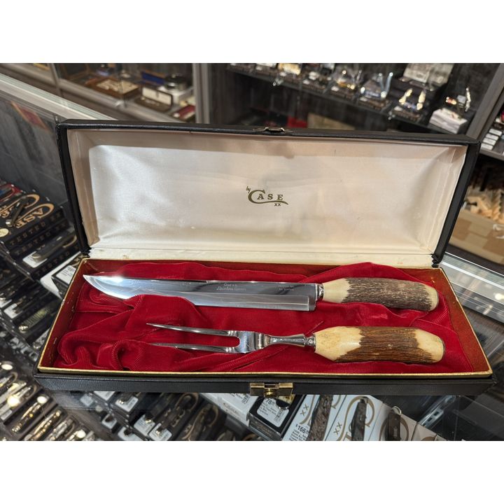 Case XX Noble Duo Stag Handle Knife & Fork Carving Set