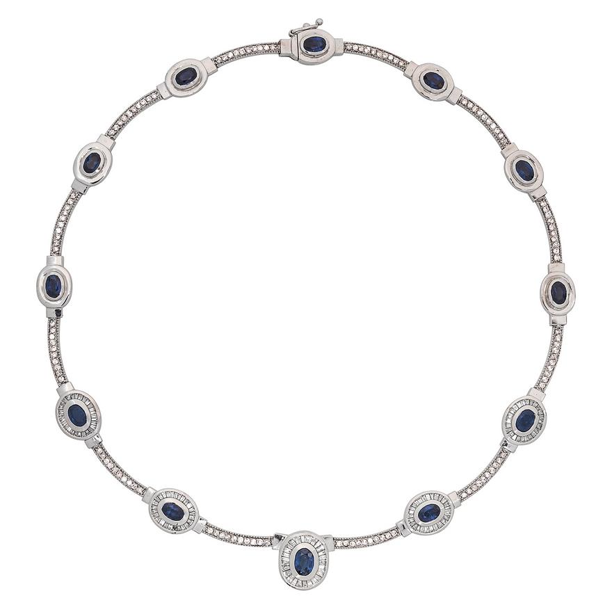 A Sapphire, Diamond and White Gold Necklace | Dupuis Auctions