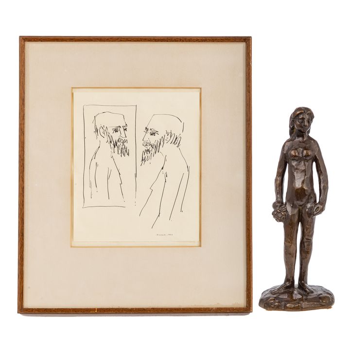 Reuben Kramer. Two Works, bronze and pen and ink