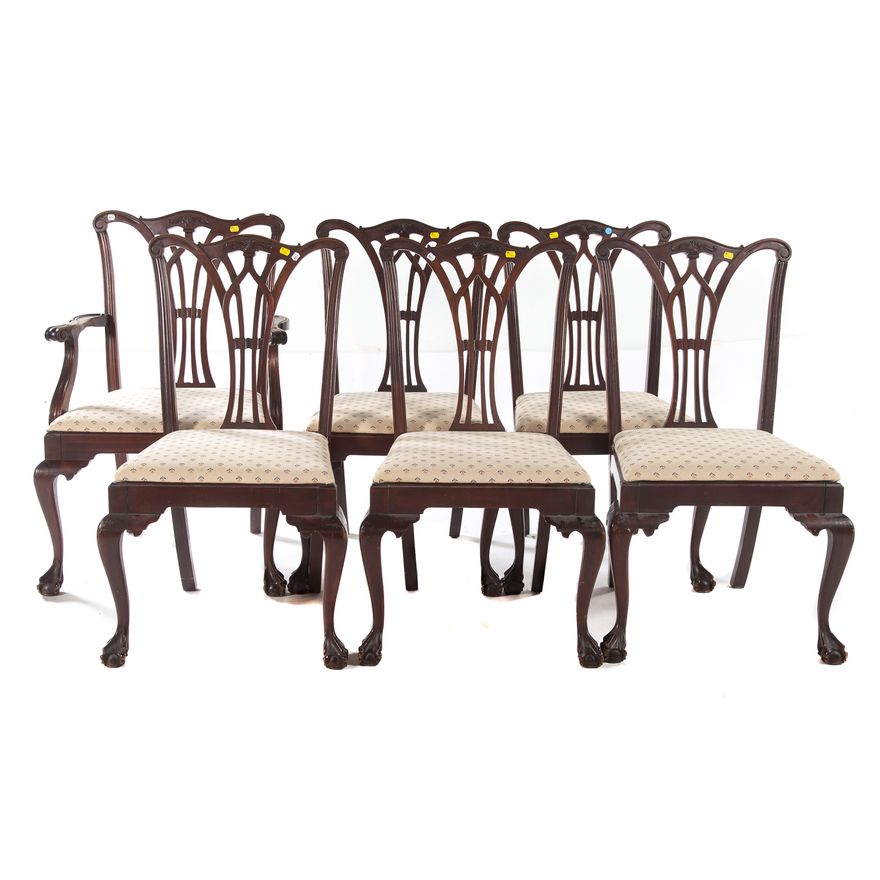 Set of 6 Chippendale style mahogany dining chairs