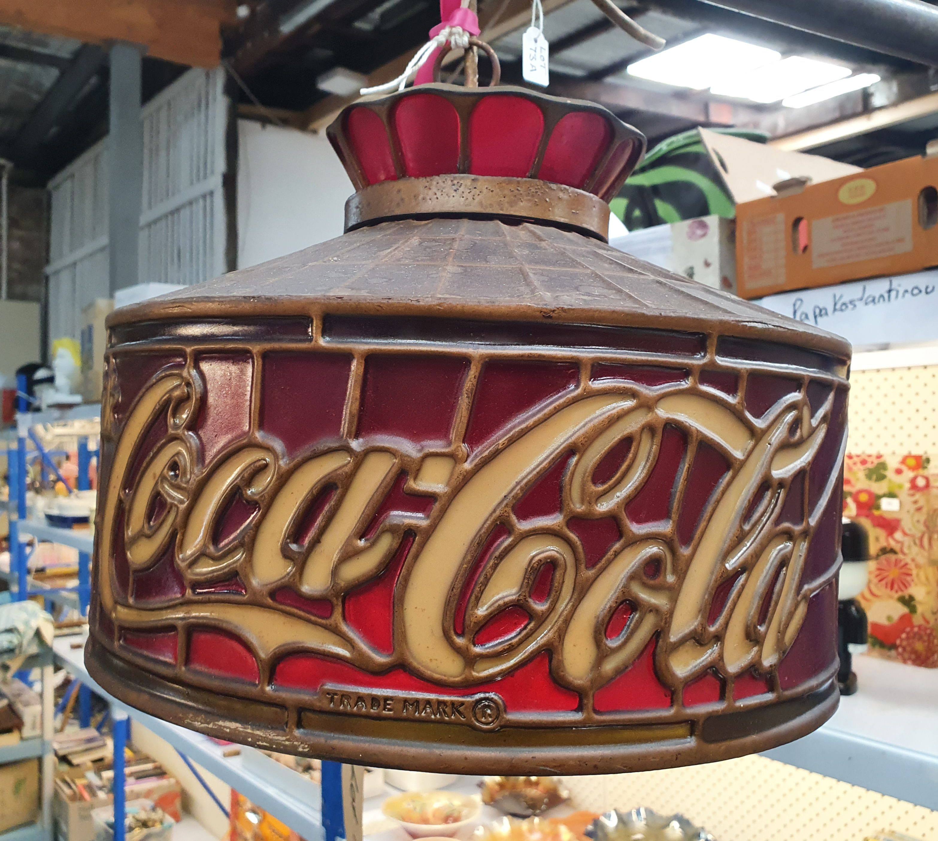 A 1960s COCA COLA PENDANT LIGHT FIXTURE
