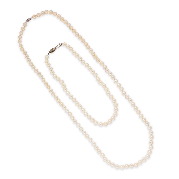 A group of pearl necklace