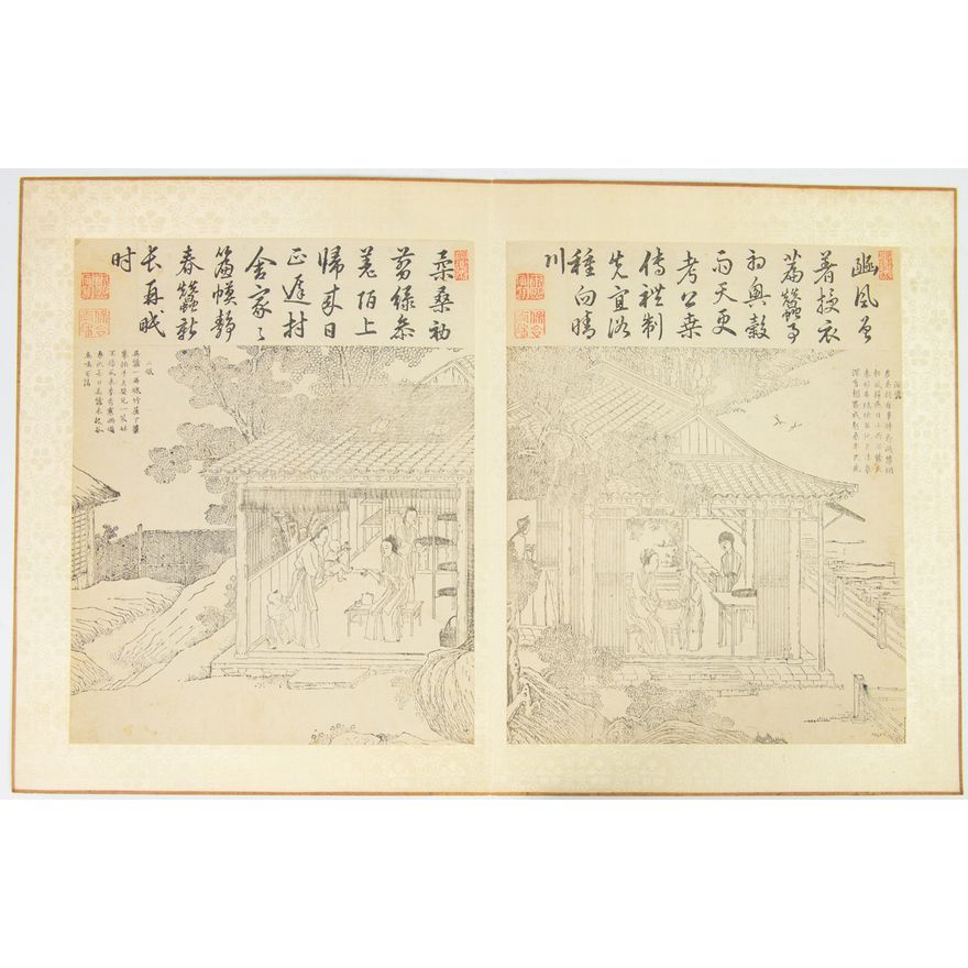 An album of woodblock prints of the Gengzhi Tu (Rice Cultivation and Scenes from Daily Life)