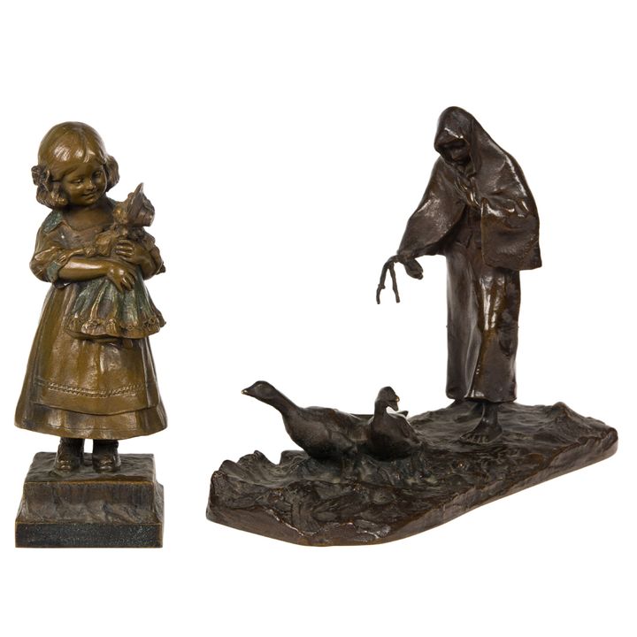 Two Continental patinated bronze figures