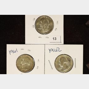 1960-D, 1961 & 1962 WASHINGTON SILVER QUARTERS BU