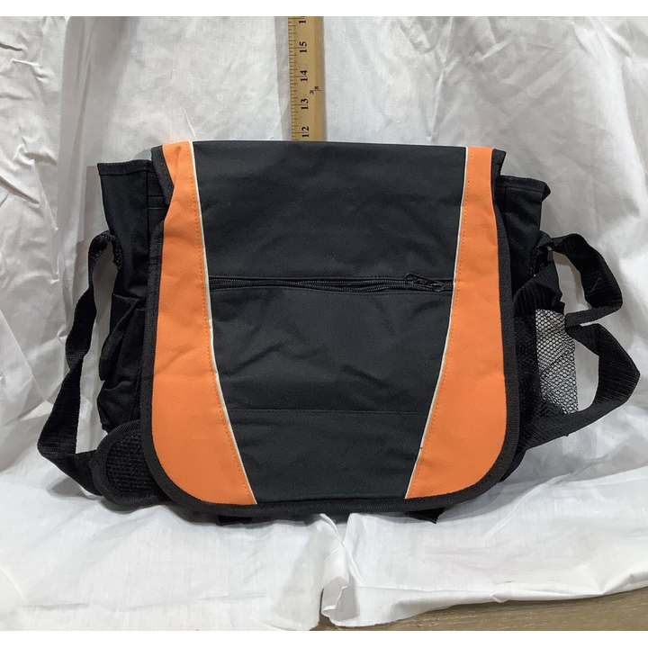 Orange & Black Over The Shoulder Storage Bag W/Straps