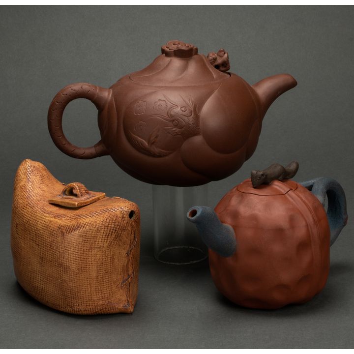 (lot of 3) Chinese Yixing teapots