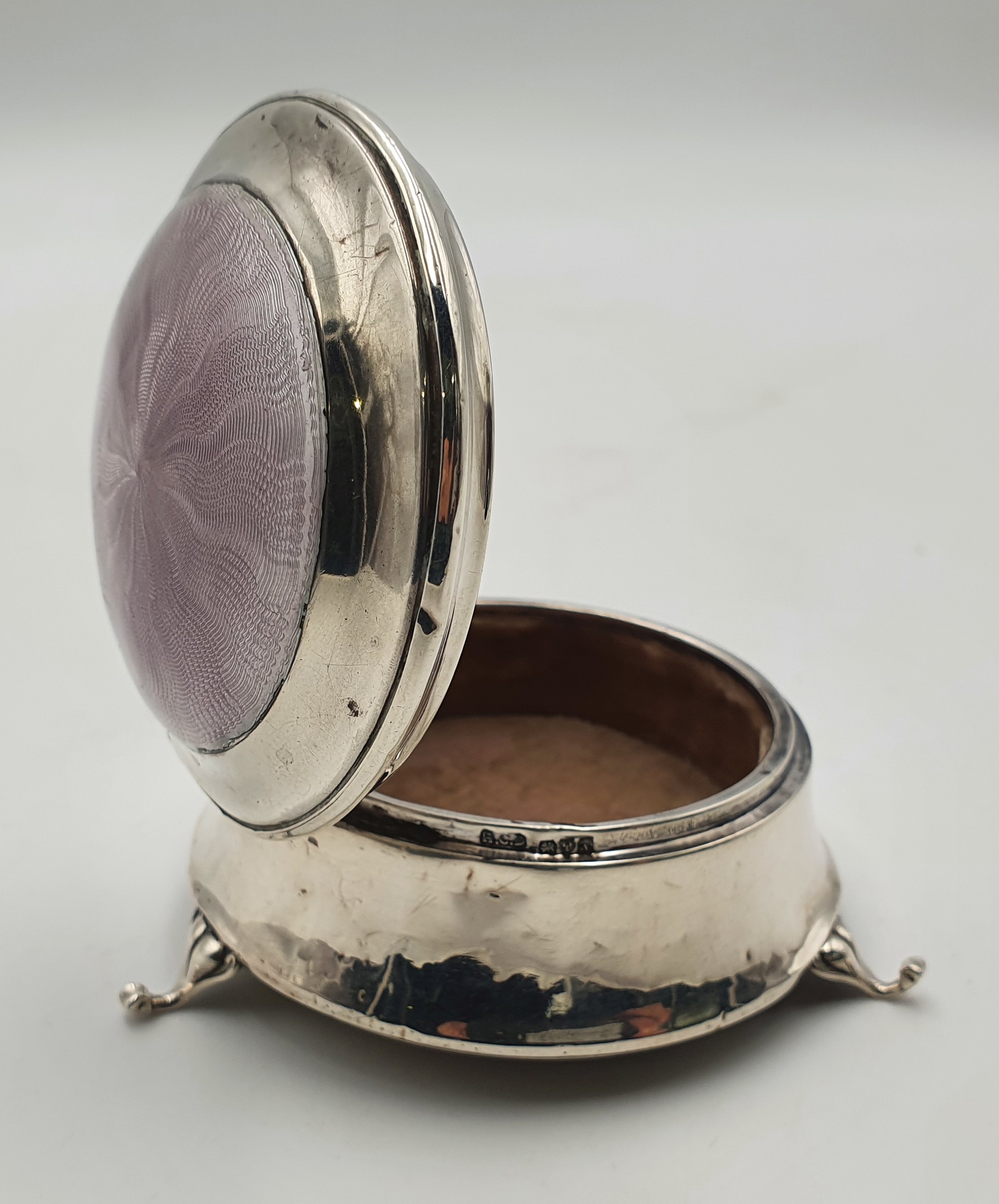 A George V Silver & Guilloche Enamel Trinket Box