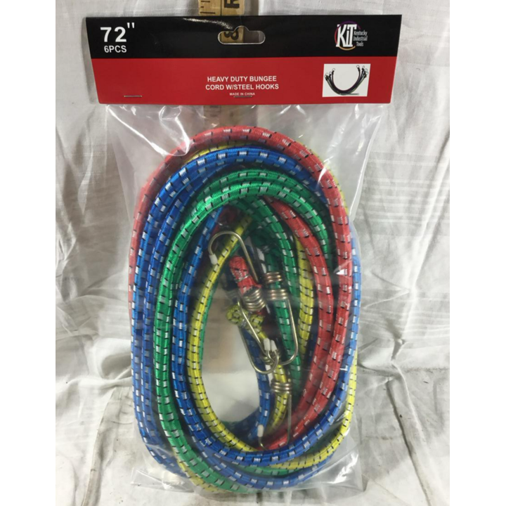 Kentucky Industrial Tools 6 Pc 72" Heavy Duty Bungee Cords With Steel Hooks