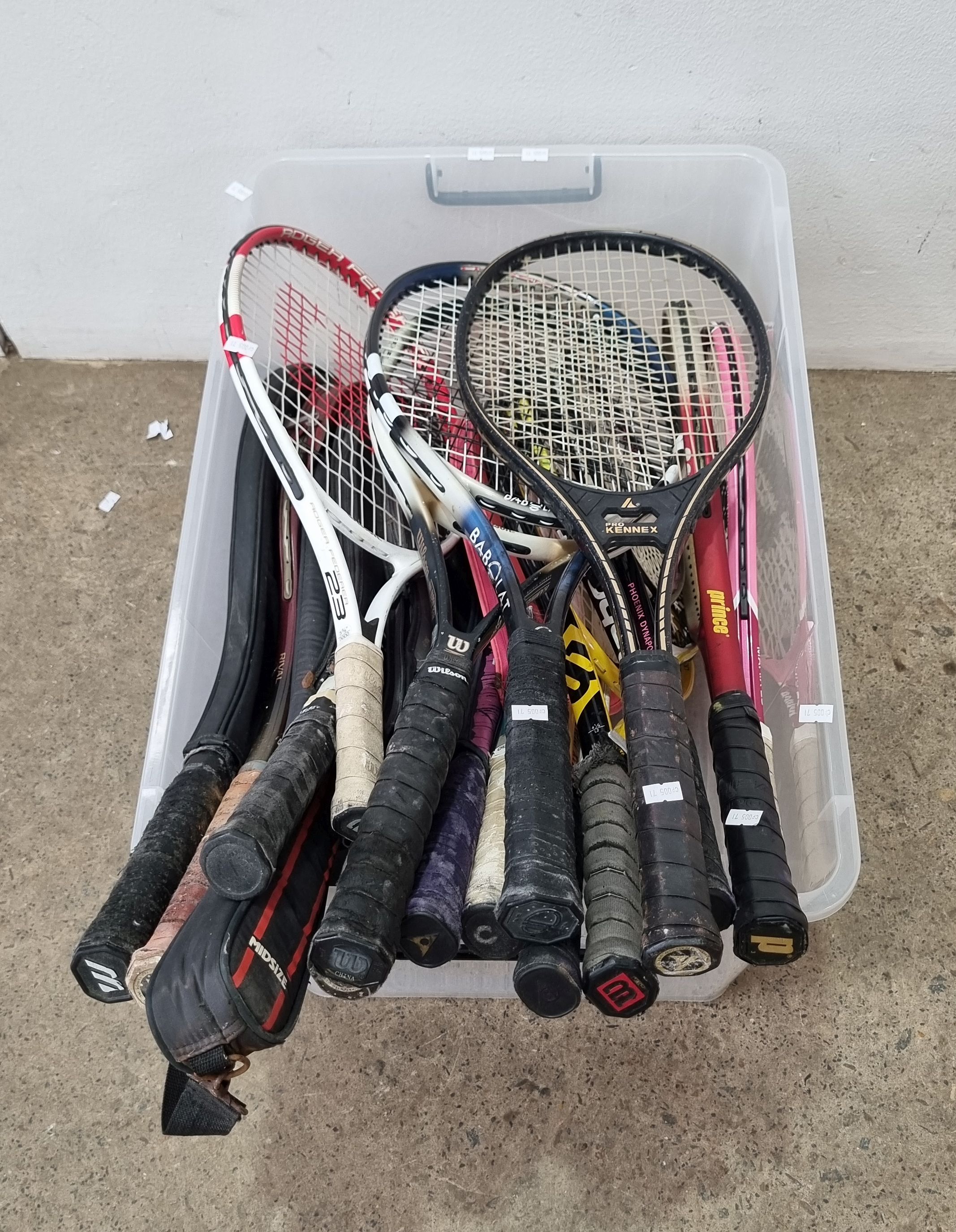 A Large Group Of Tennis Rackets