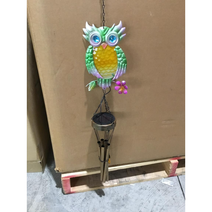 Solar Color Changing Owl Windchime