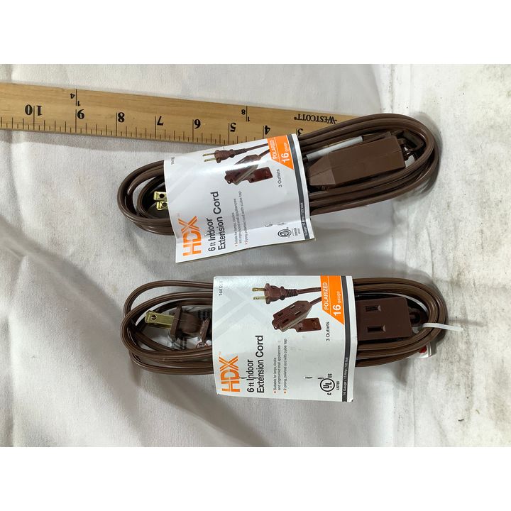 (2) HDX 6' Brown Indoor Extension Cord