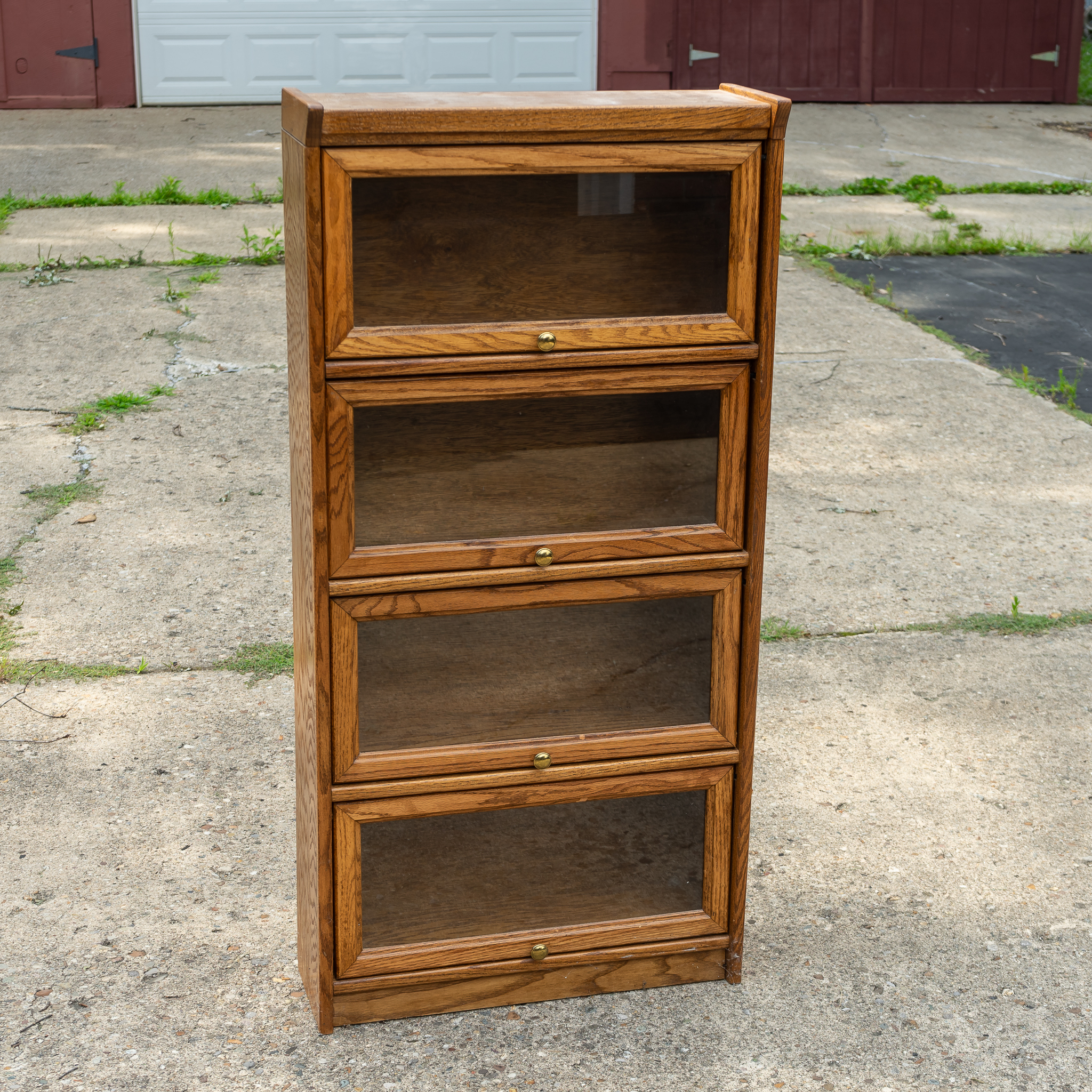 Oak FourSection Barrister Style Bookcase Harritt Group, Inc