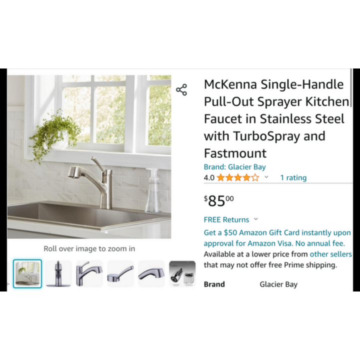 Glacier Bay McKenna Single Handle Pull out Sprayer Kitchen Faucet