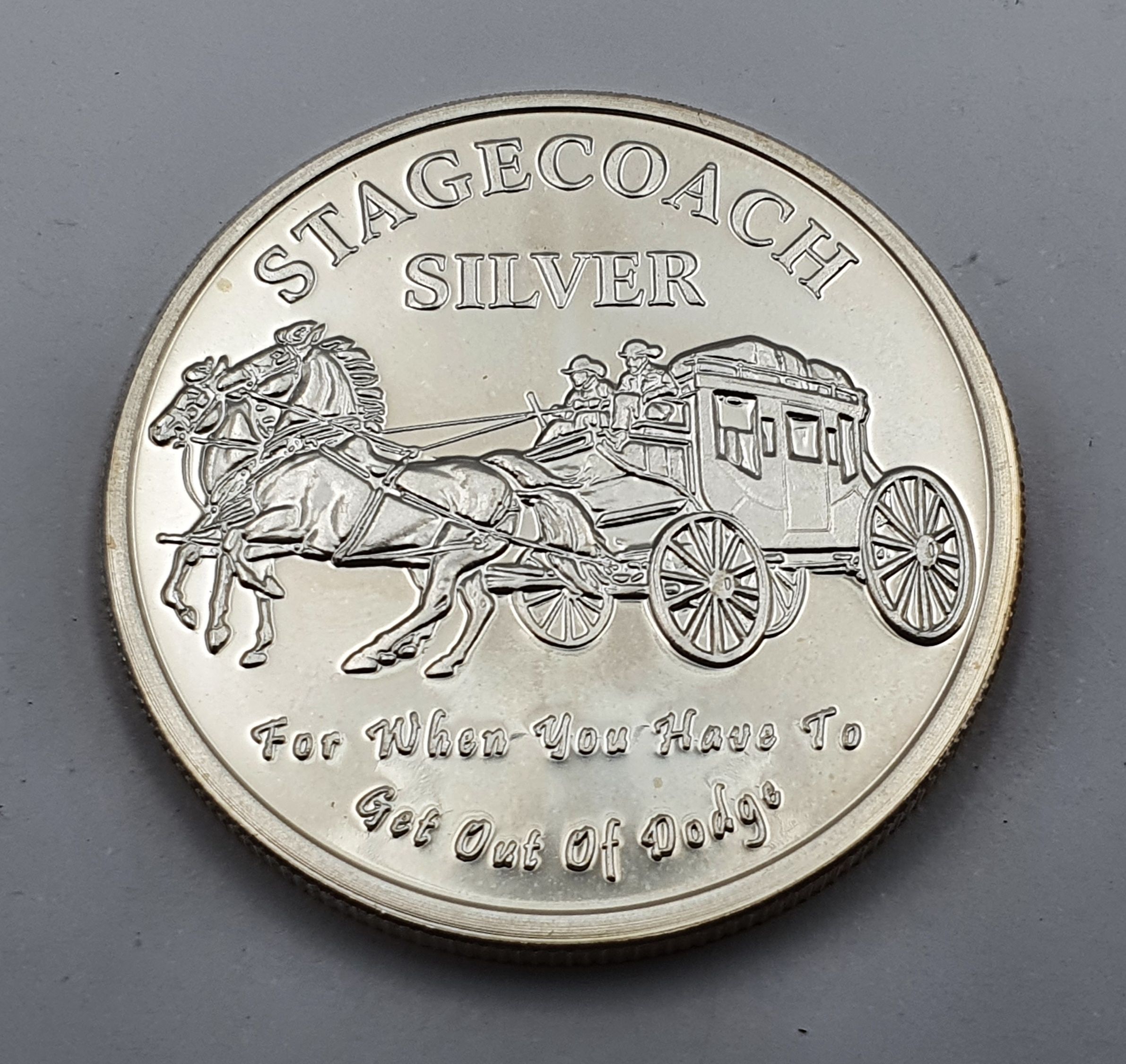 334 · A STAGECOACH 1oz 999 FINE SILVER BULLION COIN