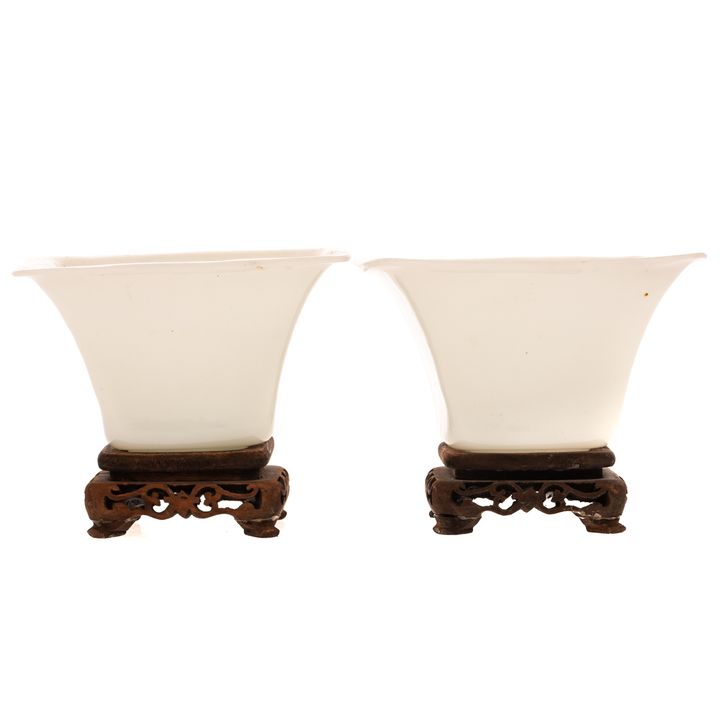 A Pair of Chinese Peeking Glass Jardinieres
