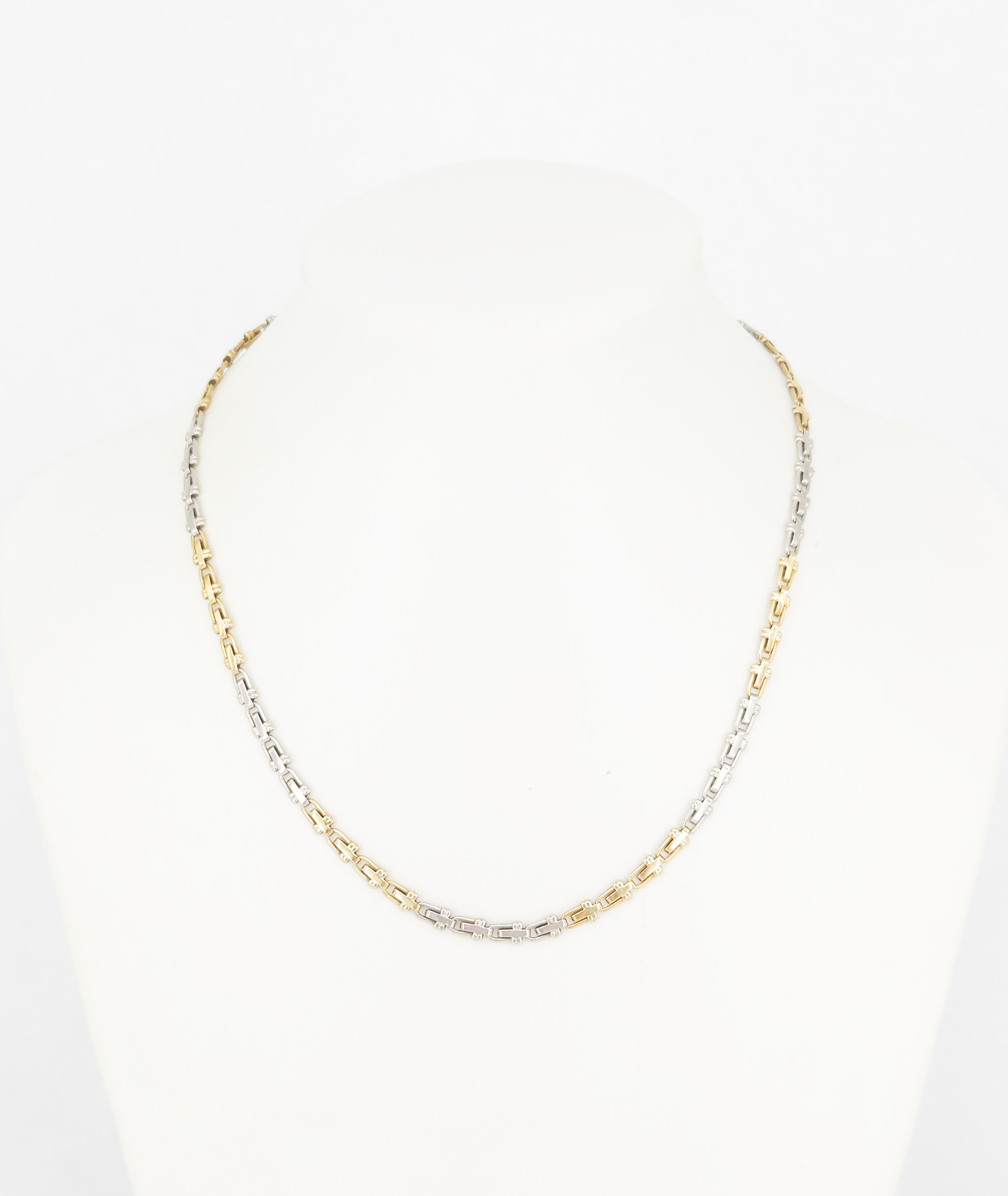 A Two-Tone Fancy-Link Gold Neck Chain