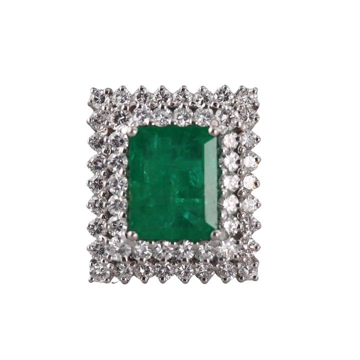 18k Gold Diamond Emerald Ring