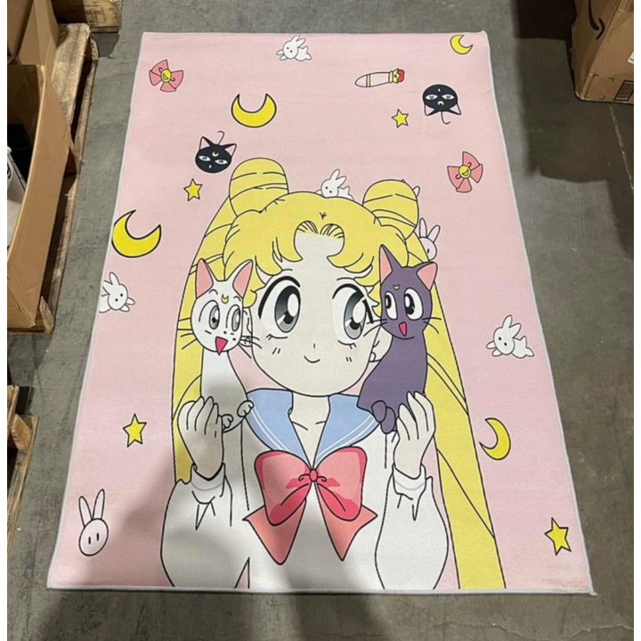 62"x39" Animated Girls/ Cats Rug