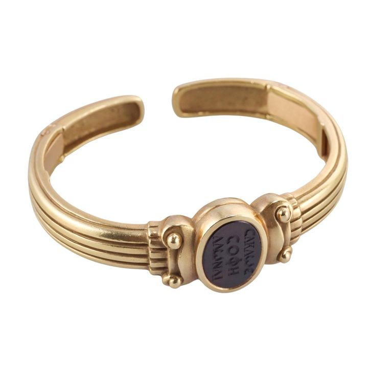 Kieselstein Cord Gold Greek Intaglio Cuff Bracelet