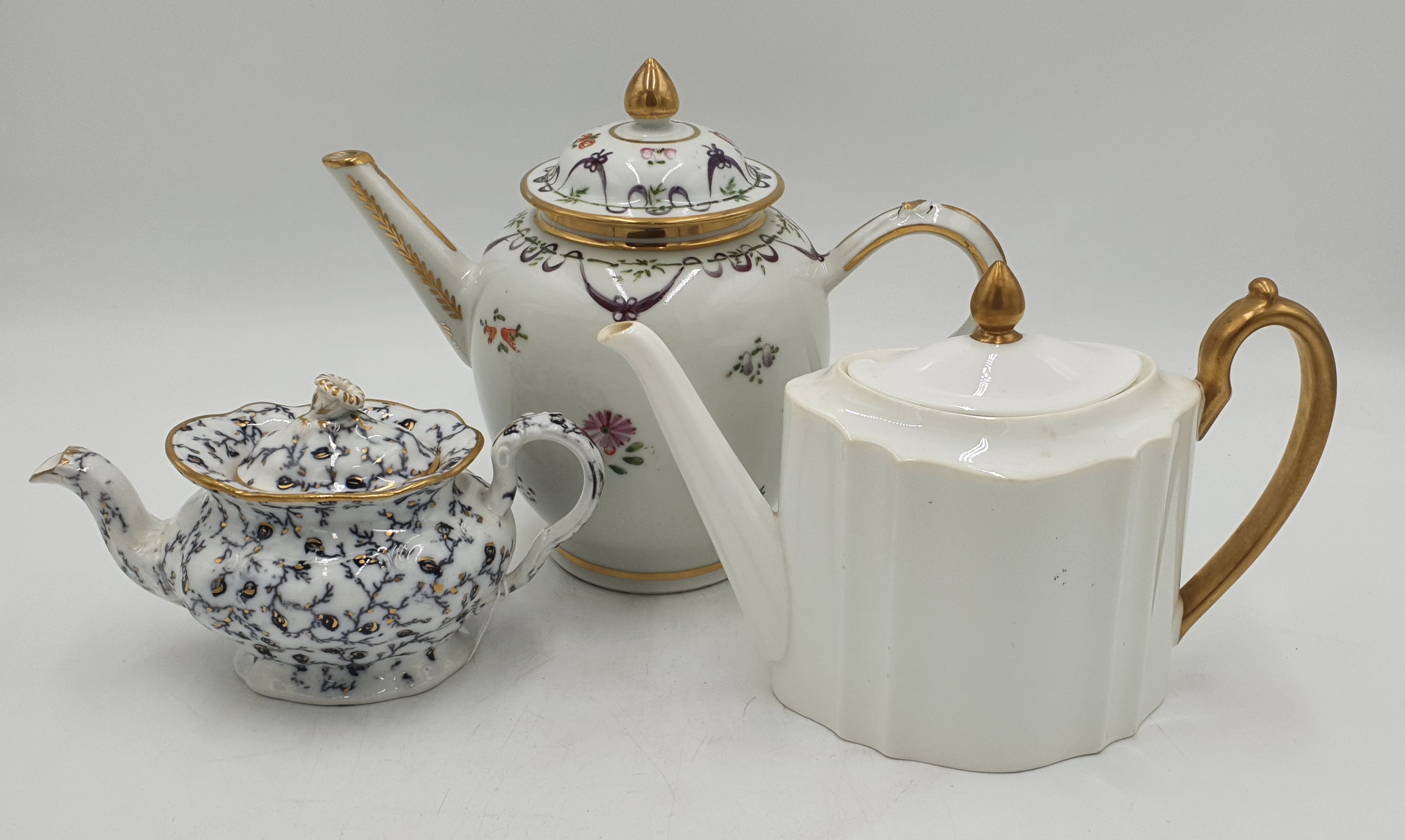 THREE 19TH CENTURY PORCELAIN TEAPOTS
