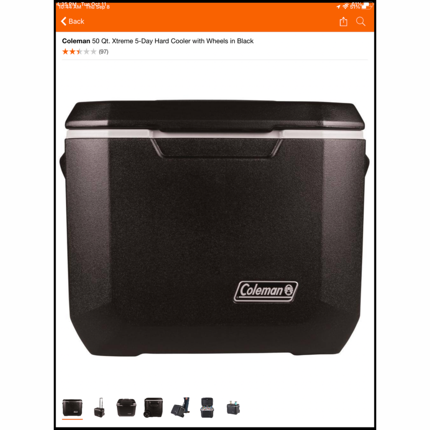 Coleman 50qt Xtreme 5-Day Hard Cooler w/Wheels