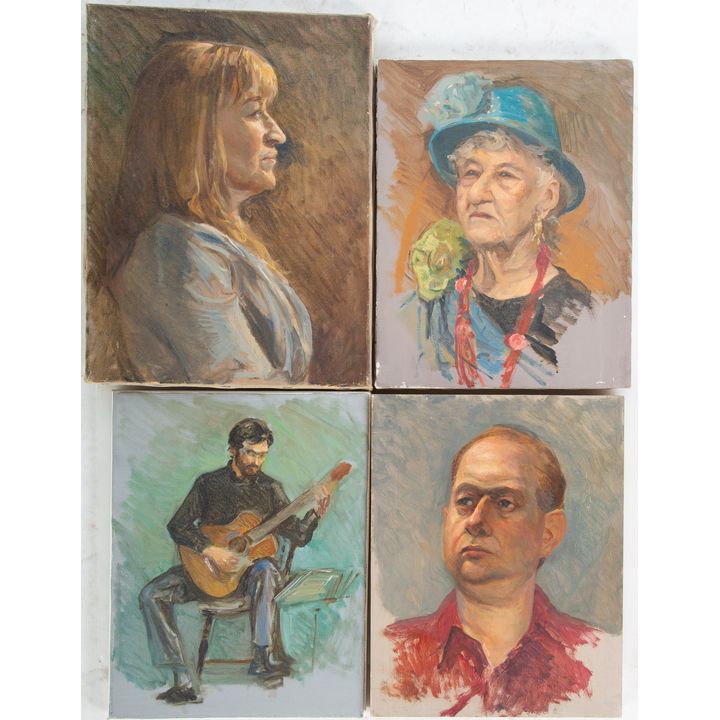 Nathaniel K. Gibbs. Four Unsigned Portraits, oil